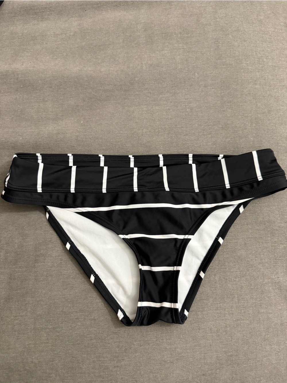 Kona Sol Black and White Striped Bikini Bottom